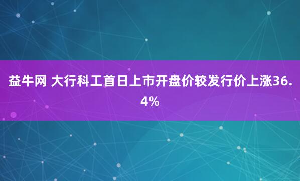 益牛网 大行科工首日上市开盘价较发行价上涨36.4%