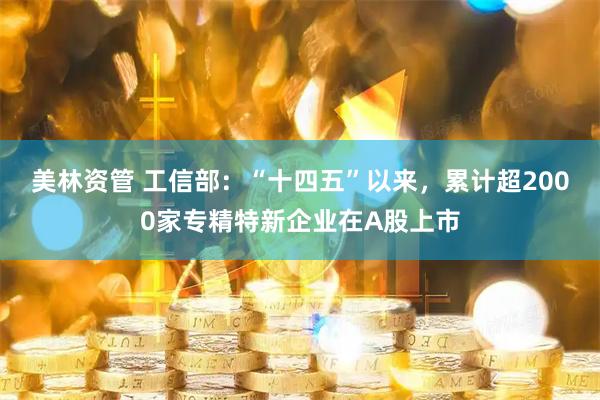 美林资管 工信部：“十四五”以来，累计超2000家专精特新企业在A股上市