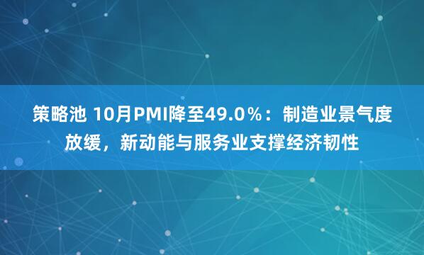 策略池 10月PMI降至49.0％：制造业景气度放缓，新动能与服务业支撑经济韧性